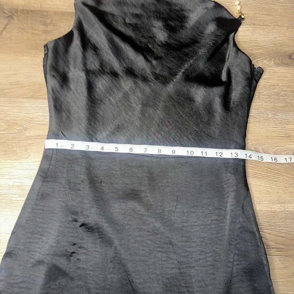 Nasty Gal Mini Dress Pearl Strap Cowl Neck Satin Party Dress Size 4 - Picture 7 of 15